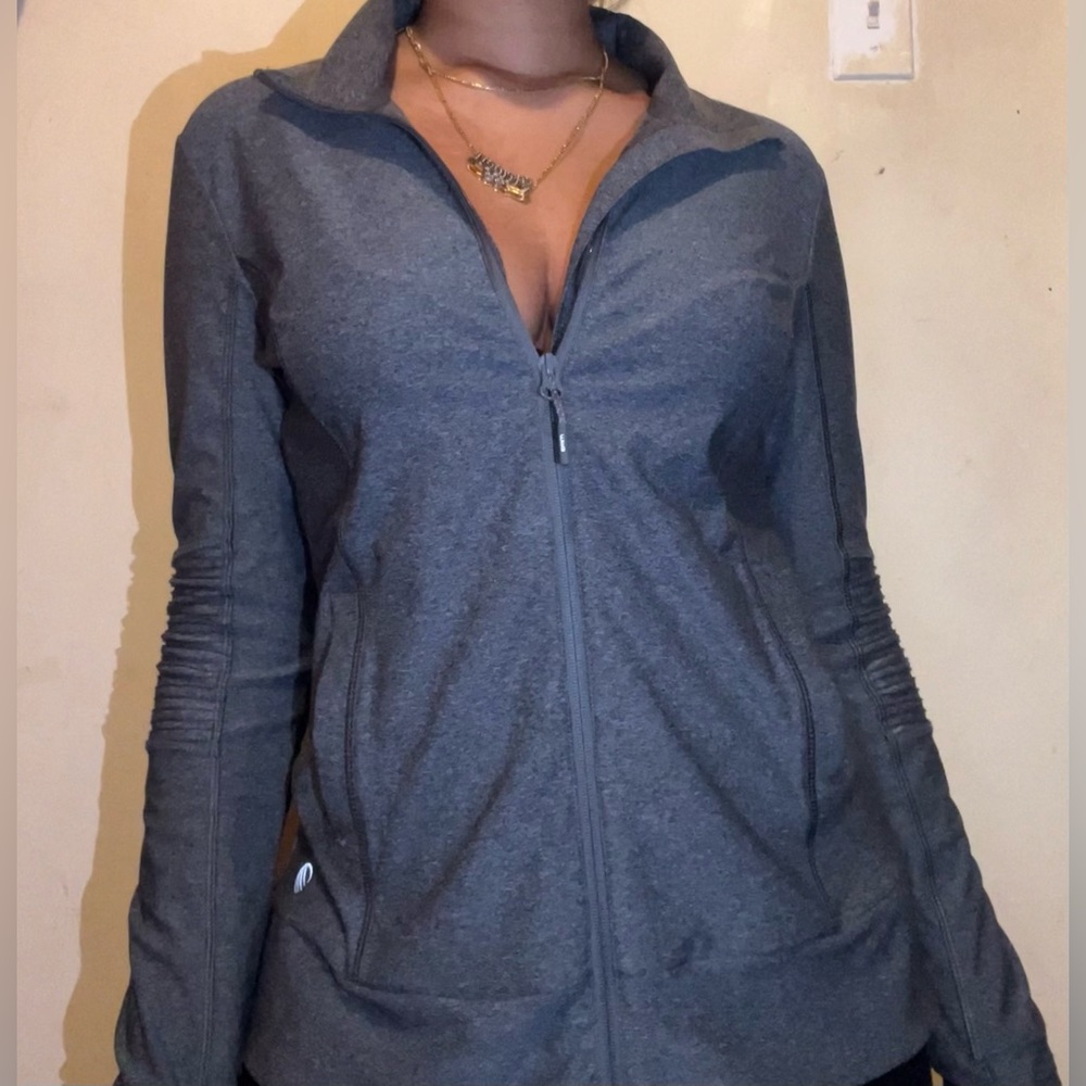 Mpg Dark Gray Hoodie Size: M Medium Active Wear Zip Up Womens Thumb Hole